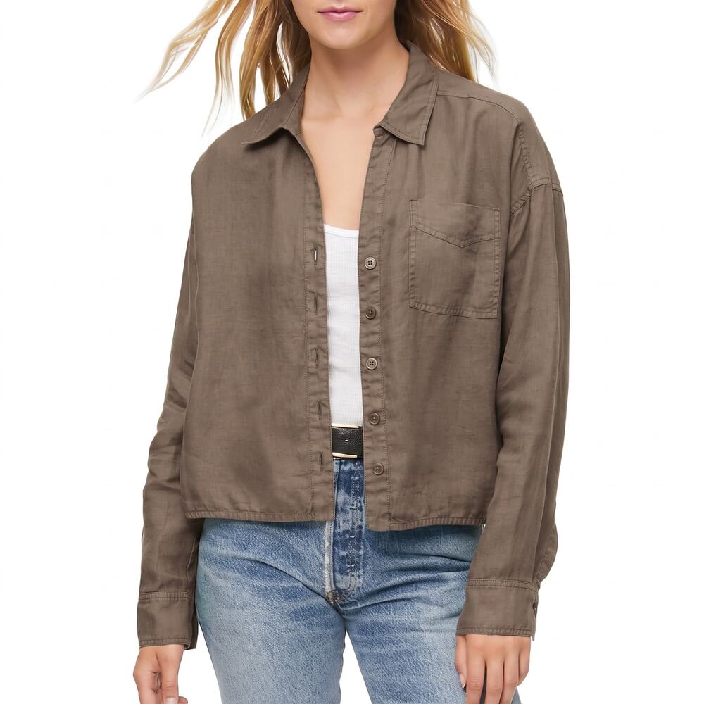 Michael Stars | S | Women's Gracie Relaxed Long Sleeve Casual Linen Top Shirt